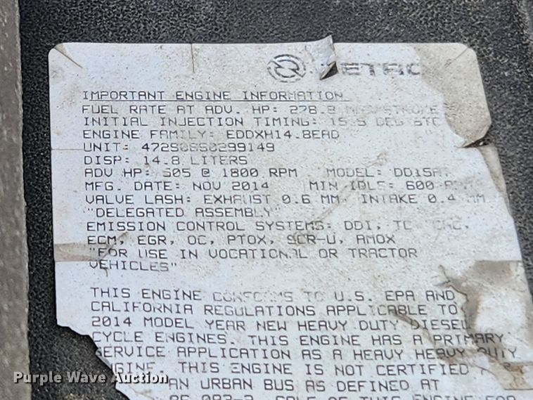 image for item JB9567 2015 Freightliner Cascadia 125  semi truck