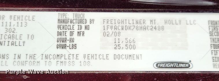 image for item JB9603 2008 Freightliner Business Class M2  box truck