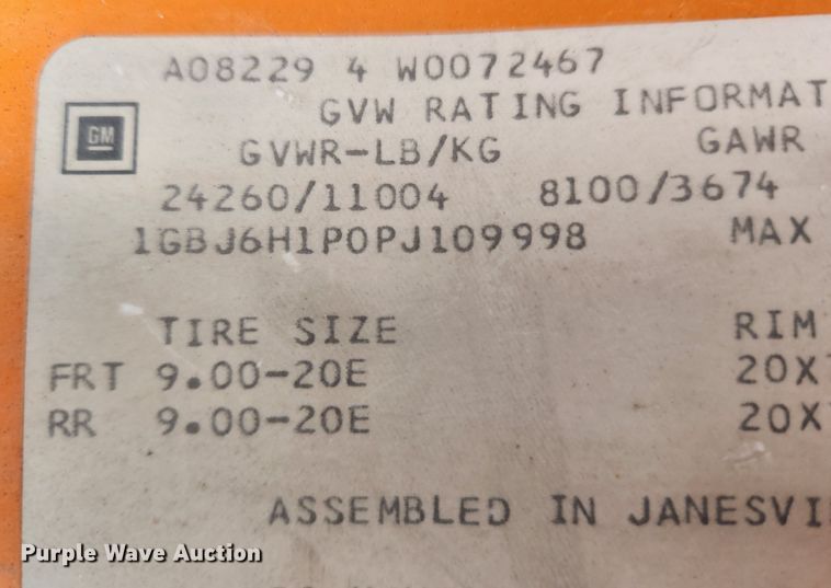 image for item JB9629 1993 Chevrolet Kodiak C5500  dump flatbed truck