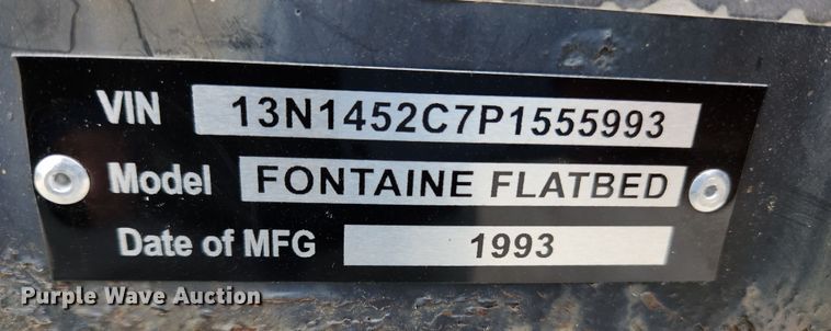 image for item KT9369 1993 Fontaine FTW-5-8045SL  flatbed trailer
