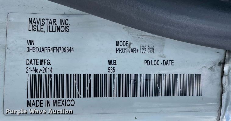 image for item MA9916 2015 International ProStar Plus 122  semi truck