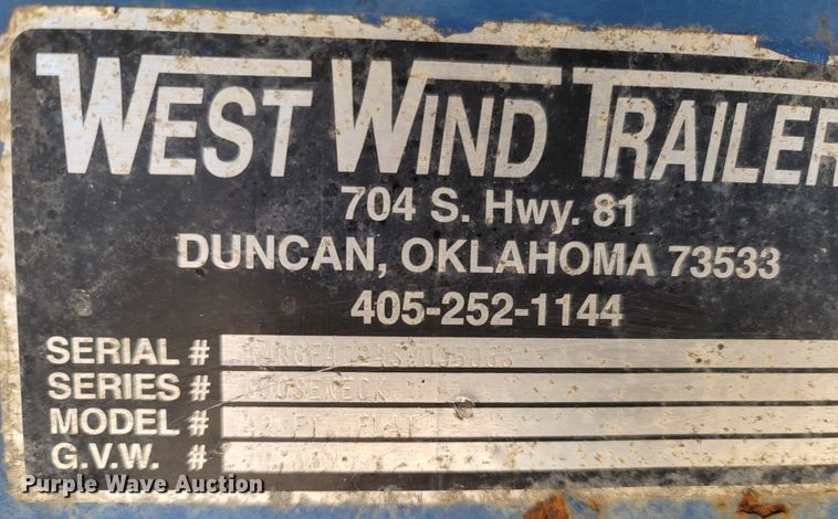 image for item ME9047 1995 West Wind Trailers  drop deck equipment trailer