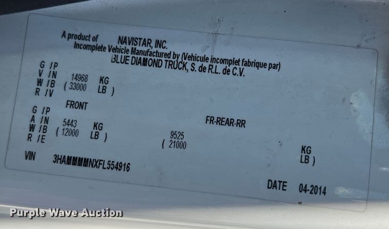 image for item MM9145 2015 International DuraStar 4300  refrigerated truck