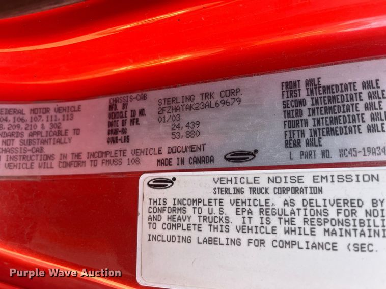 image for item DG5372 2003 Sterling LT7501  dump truck