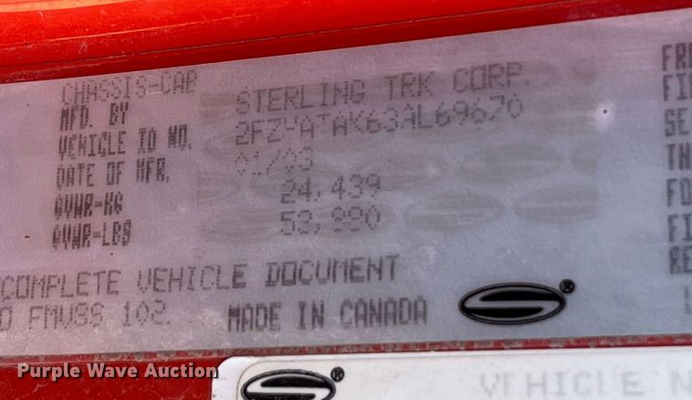 image for item DG5375 2003 Sterling LT7501  dump truck