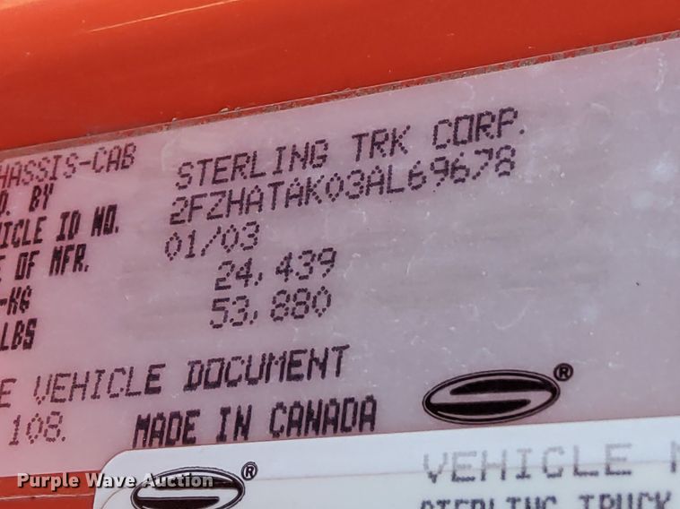 image for item DG5376 2003 Sterling LT7501  dump truck