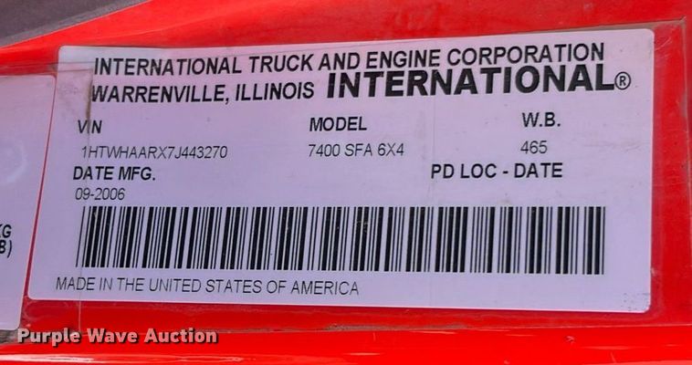 image for item DG5377 2007 International 7400  dump truck