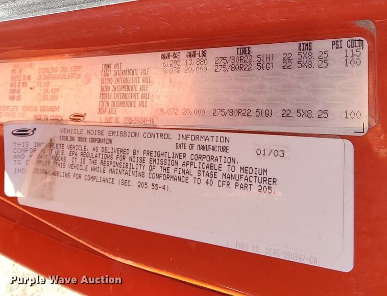 image for item DG5379 2003 Sterling LT7501  dump truck