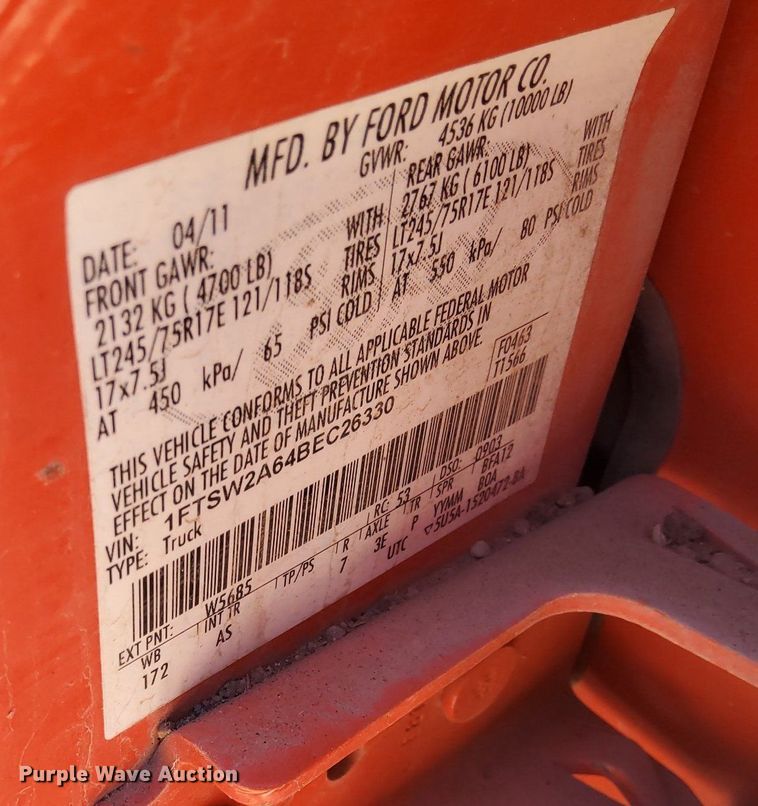 image for item DG5382 2011 Ford F250 Super Duty  Crew Cab utility bed pickup truck