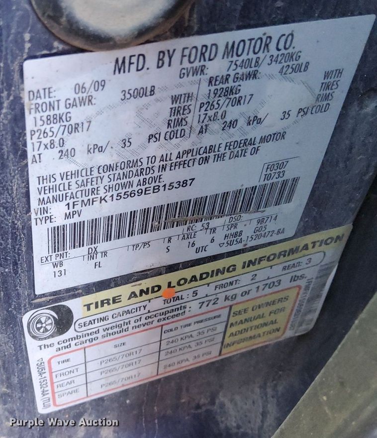 image for item DG5387 2009 Ford Expedition EL XLT  SUV