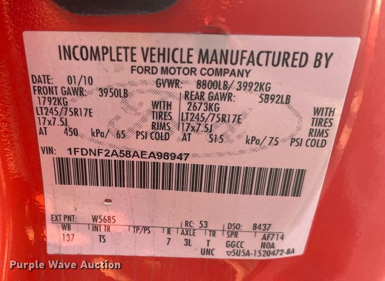 image for item DG5395 2010 Ford F250 Super Duty  utility bed pickup truck