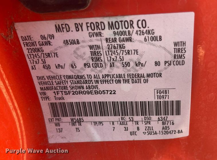 image for item DG5398 2009 Ford F250 Super Duty  pickup truck