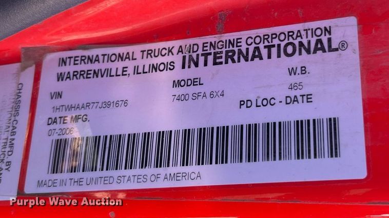 image for item DG5409 2007 International 7400  dump truck