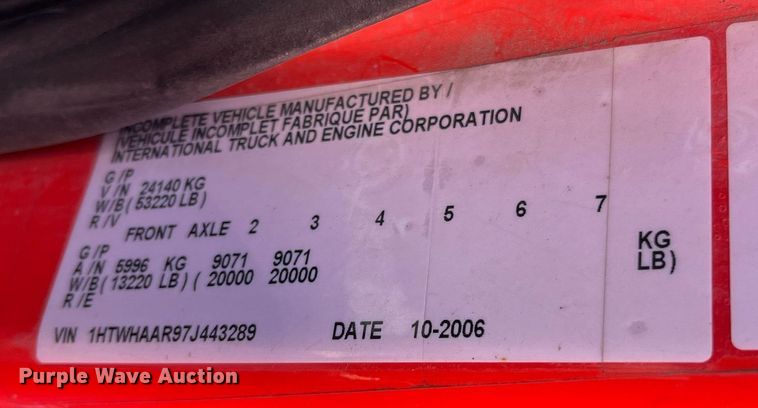 image for item DG5412 2007 International 7400  dump truck