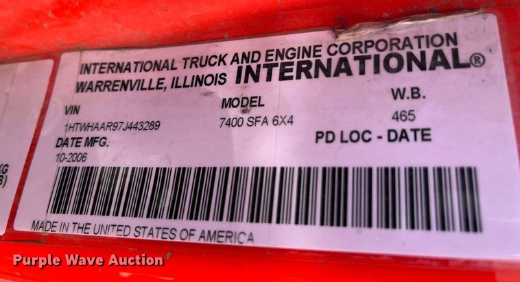 image for item DG5412 2007 International 7400  dump truck