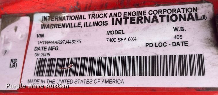 image for item DG5415 2007 International 7400  dump truck