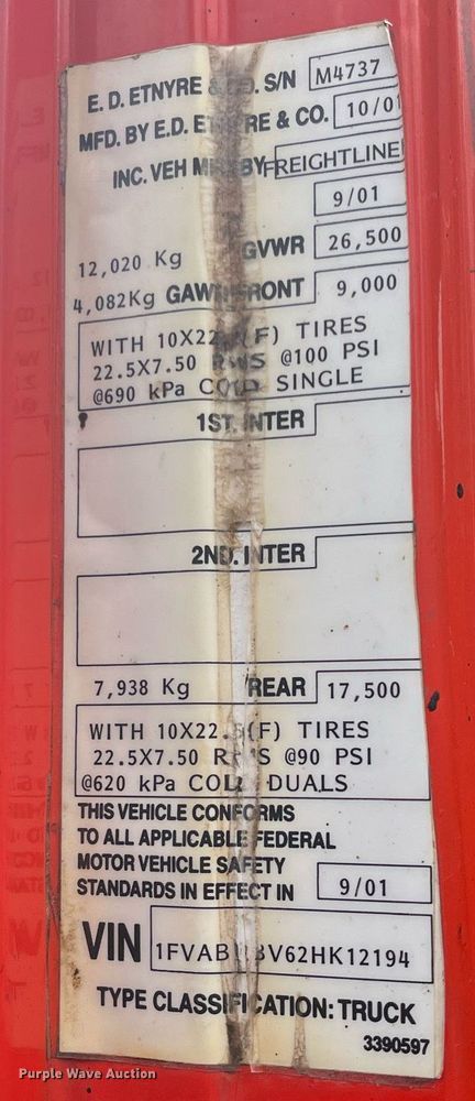 image for item DG5428 2002 Freightliner FL60  oil distributor truck