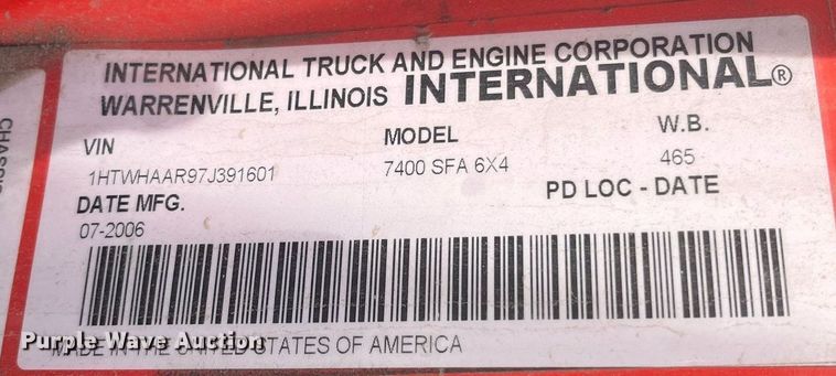image for item DG5429 2007 International 7400  dump truck