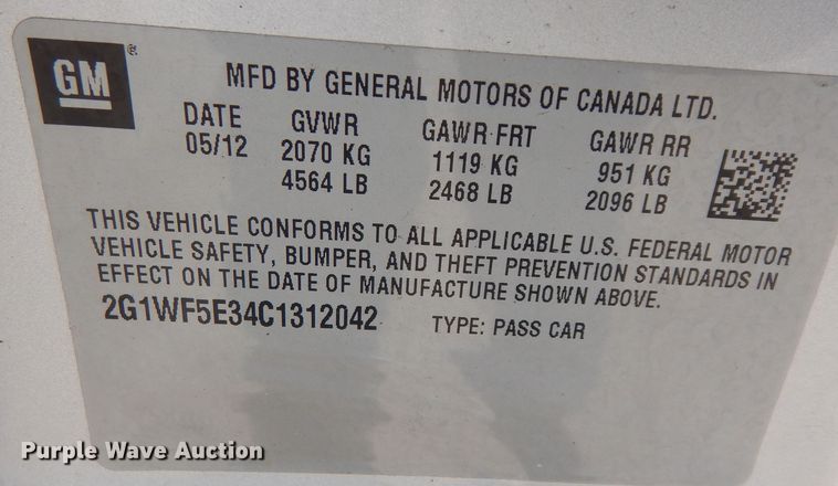 image for item DK7549 2012 Chevrolet Impala LS