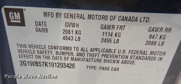 image for item DK7550 2009 Chevrolet Impala LS