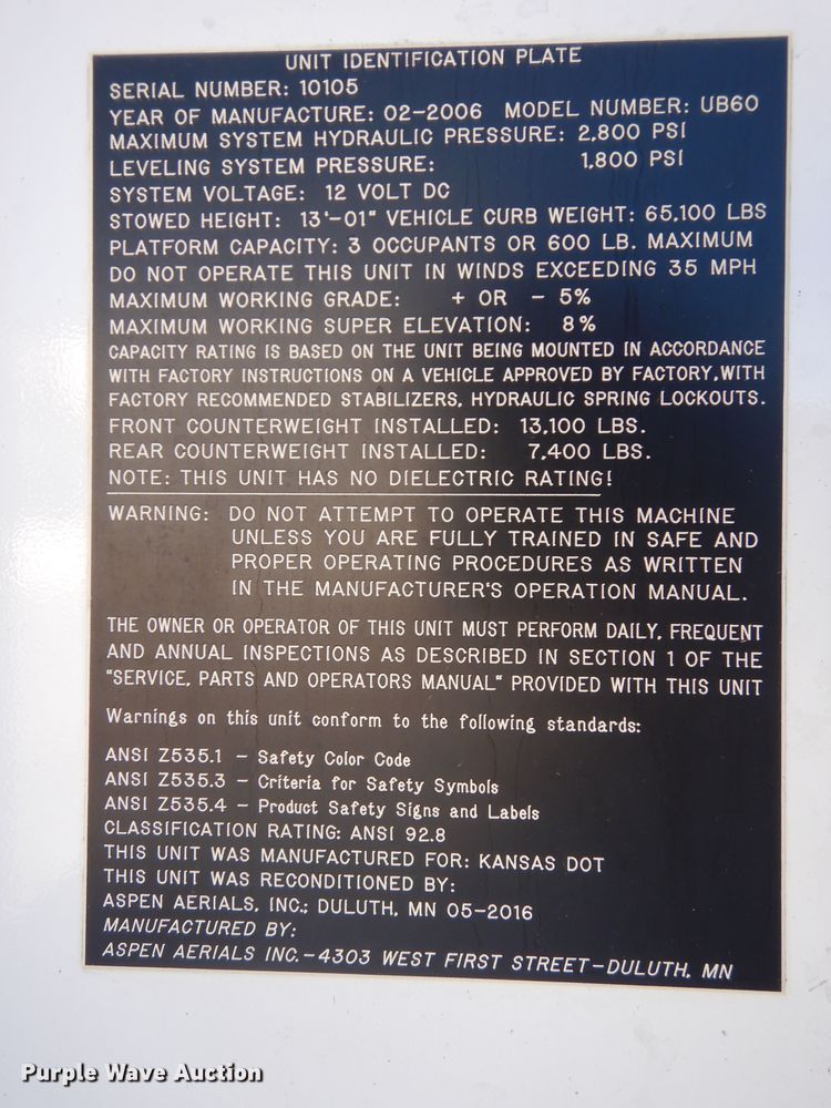 image for item DK7635 2006 Freightliner Business Class M2  bridge inspection truck