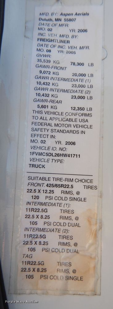 image for item DK7635 2006 Freightliner Business Class M2  bridge inspection truck