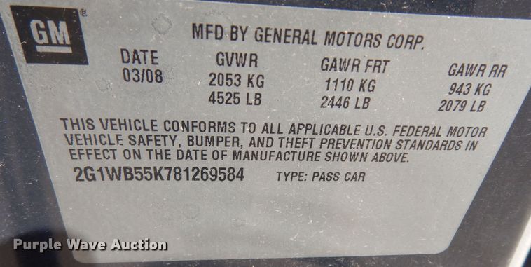 image for item DK7642 2008 Chevrolet Impala LS