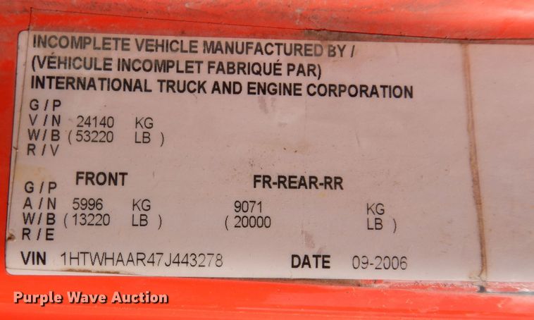 image for item DK7647 2007 International 7400  dump truck