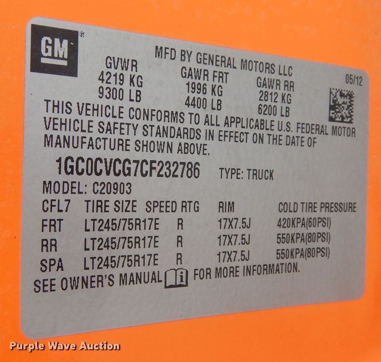 image for item DM3199 2012 Chevrolet Silverado 2500HD  pickup truck