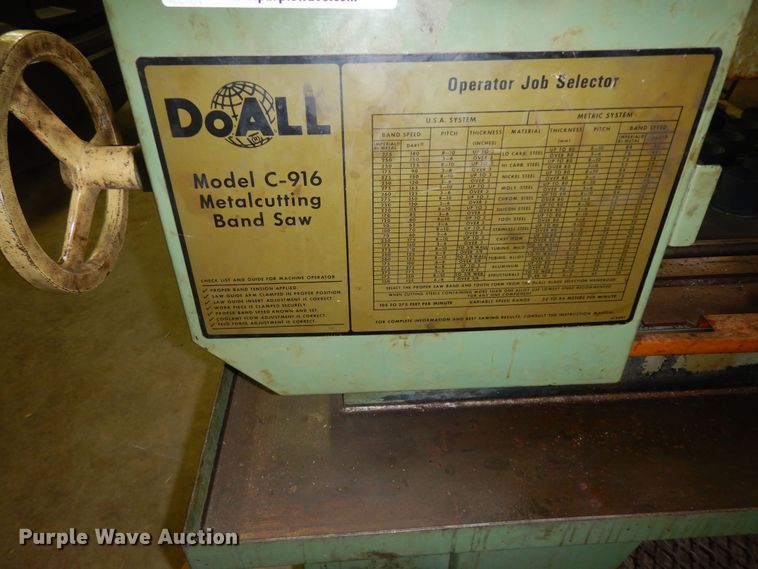 image for item KS9460 1986 Do All C916  metal bandsaw