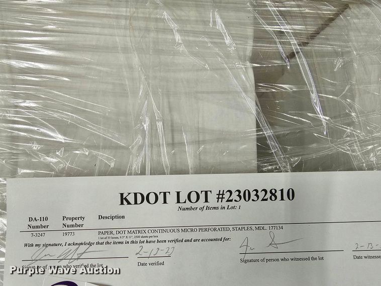 image for item KS9530 (33) boxes of Staples 177134 DOT matrix continuous micro perforated paper