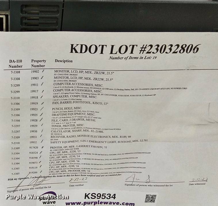 image for item KS9534 Office supplies and equipment
