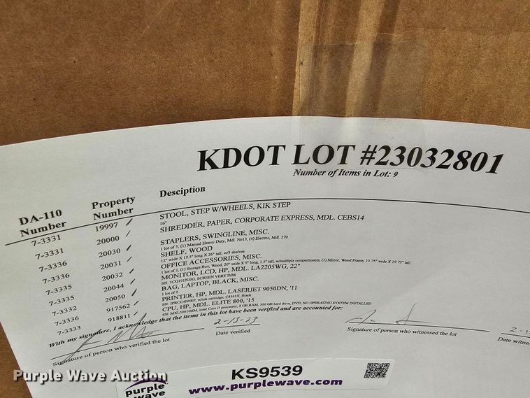 image for item KS9539 Office supplies and equipment