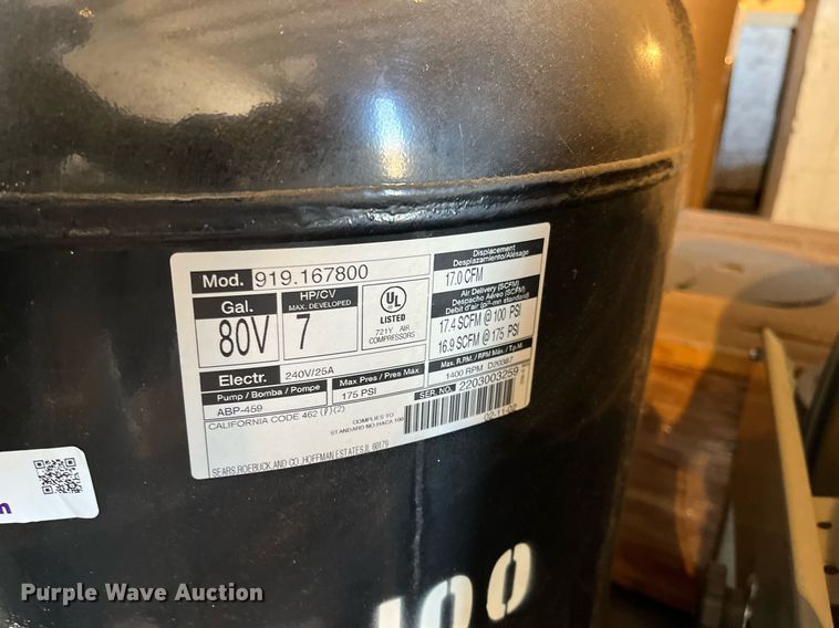 image for item LD9727 Craftsman 919.167800  air compressor