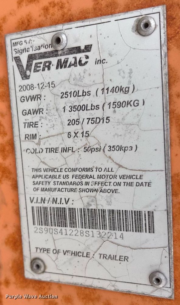 image for item LD9728 2009 Ver-Mac PCMS1210  message board trailer