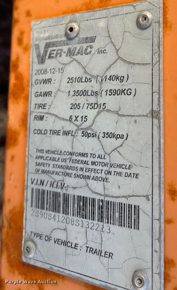 image for item LD9729 2008 Ver-Mac PCMS1210  message board trailer