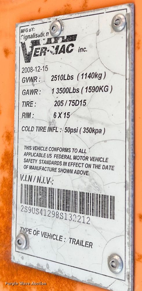 image for item LD9730 2008 Ver-Mac PCMS1210  message board trailer