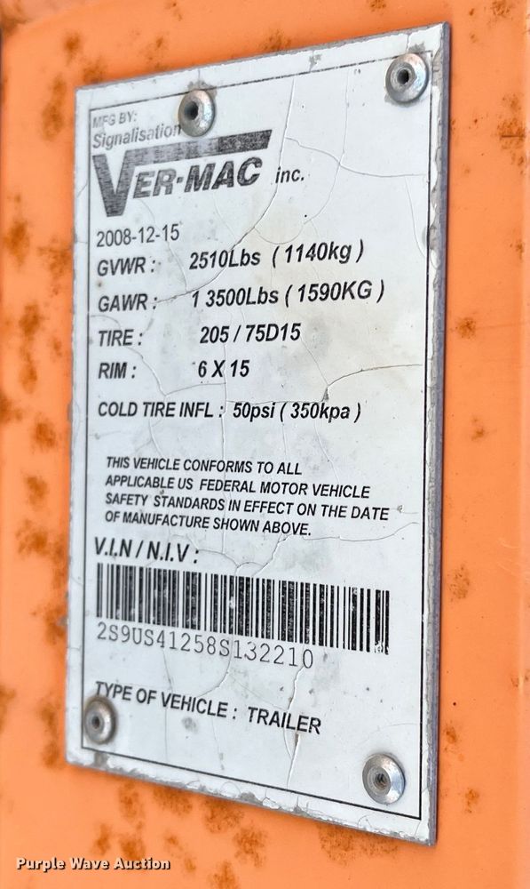 image for item LD9736 2008 Ver-Mac PCMS1210  message board trailer