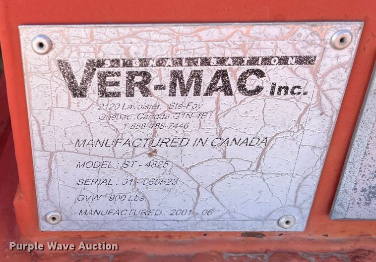 image for item LD9737 2001 Ver-Mac ST4825  arrow board trailer