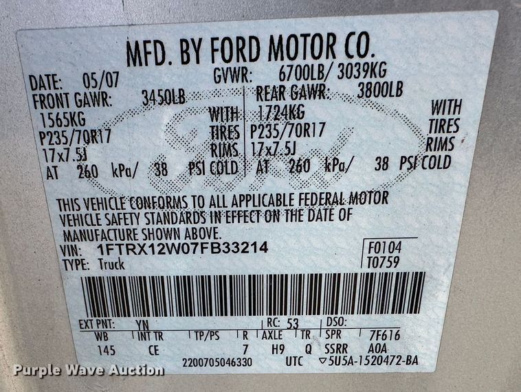 image for item LN9043 2007 Ford F150  SuperCab pickup truck