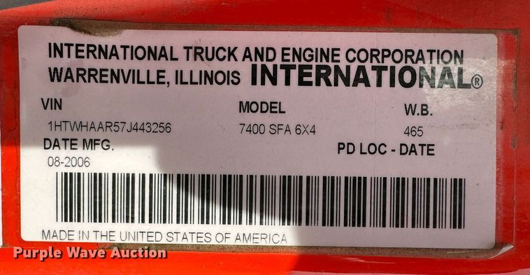 image for item LN9052 2007 International 7400  dump truck