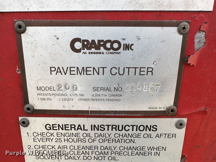 image for item LN9061 1999 Craftco 200  pavement cutter