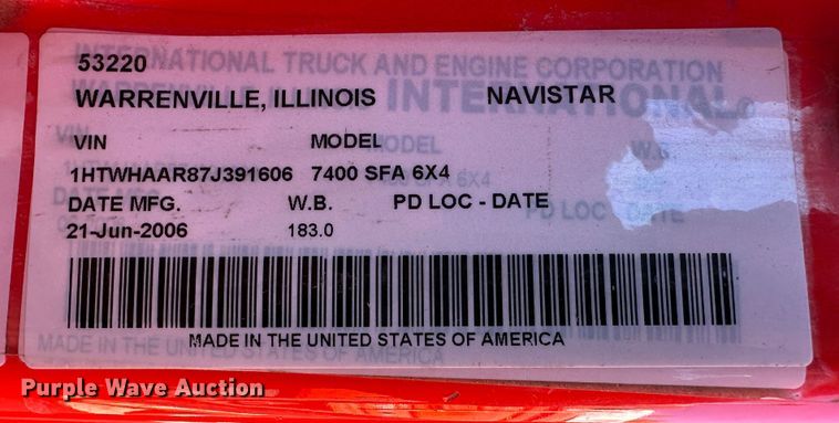 image for item LT9053 2007 International 7400  dump truck