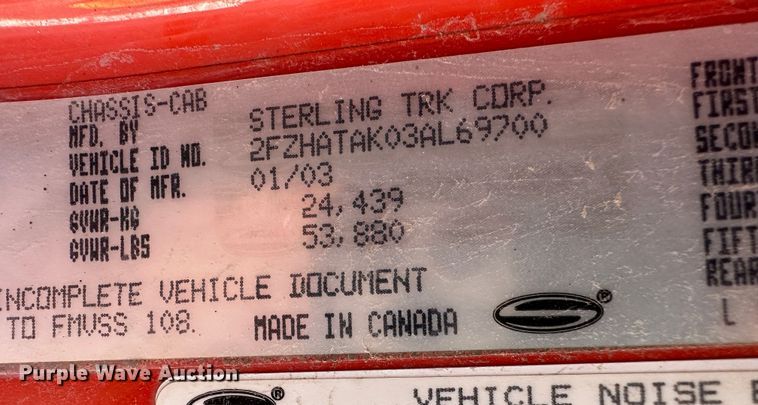 image for item LT9058 2003 Sterling LT7501  dump truck