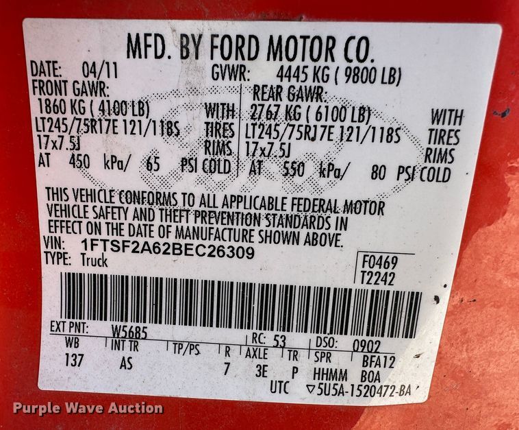 image for item LT9059 2011 Ford F250 Super Duty  pickup truck