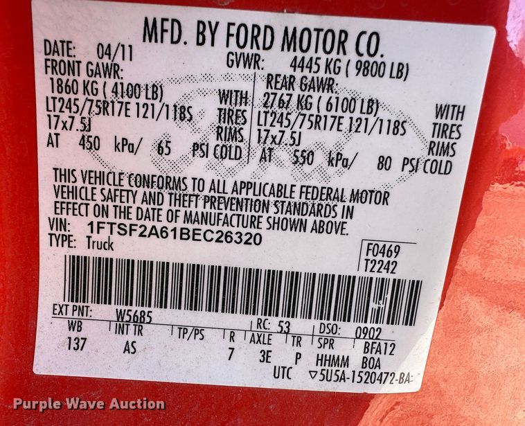 image for item LT9061 2011 Ford F250 Super Duty  pickup truck