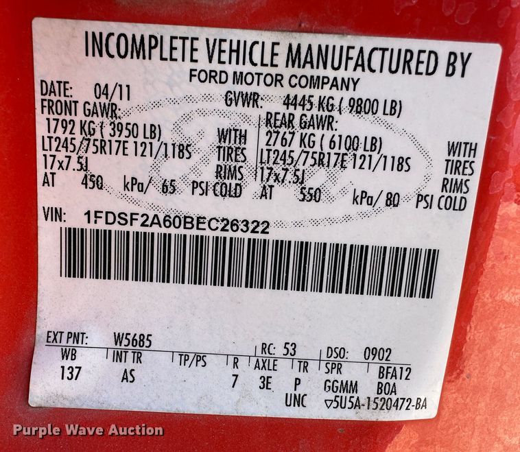 image for item LT9062 2011 Ford F250 Super Duty  utility bed pickup truck