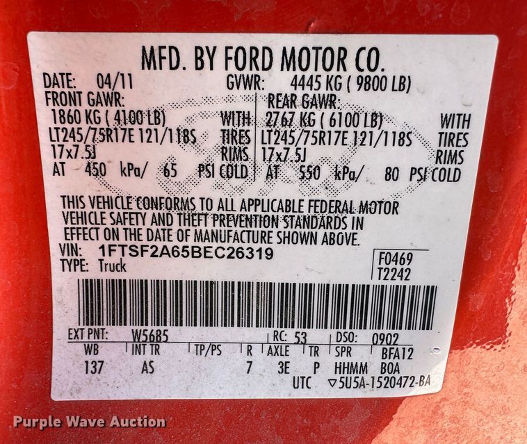 image for item LT9063 2011 Ford F250 Super Duty  pickup truck