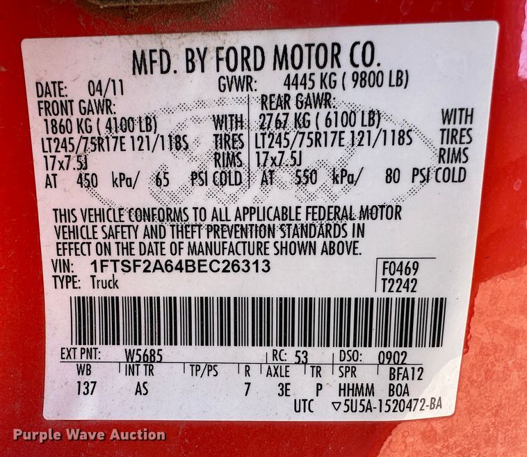 image for item LT9065 2011 Ford F250 Super Duty  pickup truck