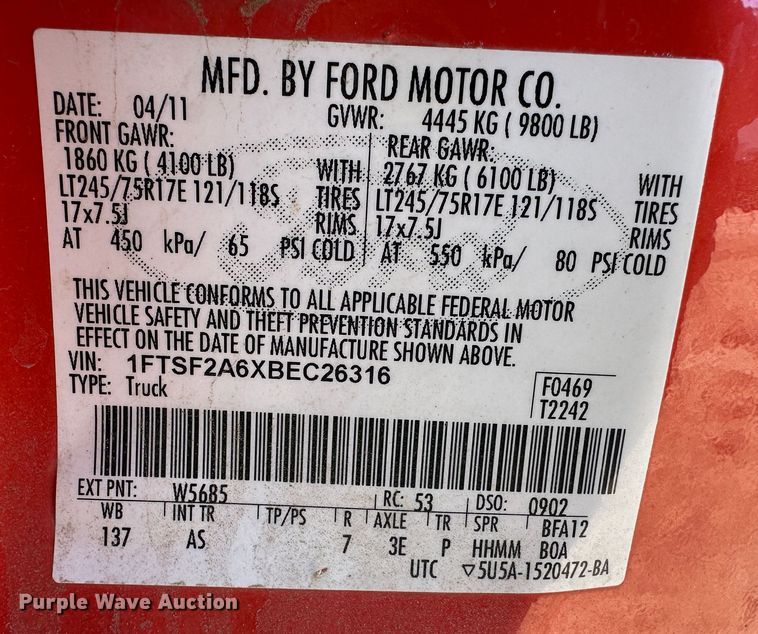 image for item LT9067 2011 Ford F250 Super Duty  pickup truck